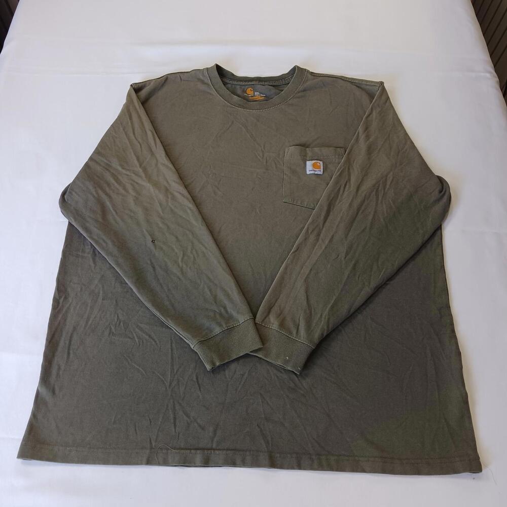 Carhartt Original Fit Men's Green Cotton Blend Long Sleeve Pocket T-Shirt Sz 2XL